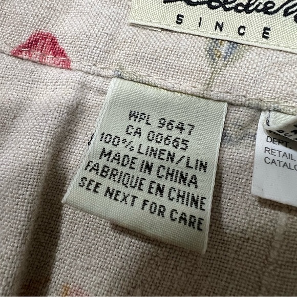 Vintage Eddie Bauer Linen Floral Print Wrap skirt Skirt Natural butterfly - Picture 5 of 11